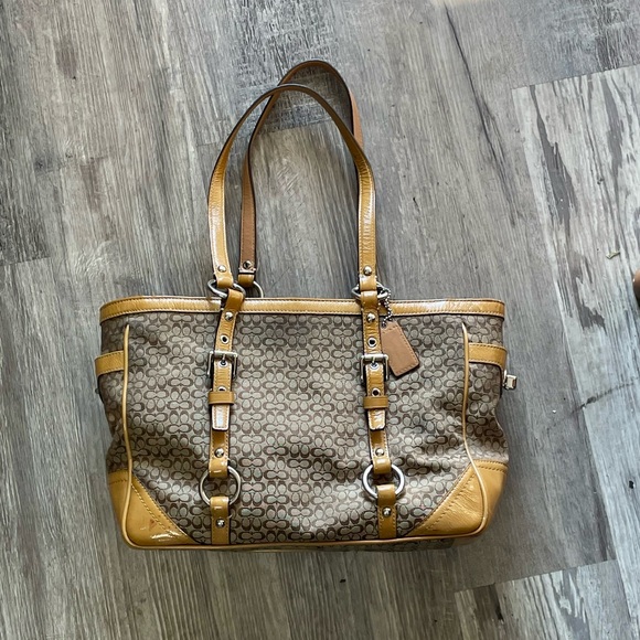 Vintage Coach Y2K Jacquard Fabric Signature Logo Gallery East West Tote Bag - Picture 15 of 15